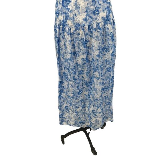 Intermix Jude Floral Print Midi Dress White Blue Cotton Silk Size 14 - Picture 13 of 16